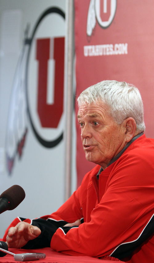 Rick Egan  | The Salt Lake Tribune 

Dennis Erickson talks about his new job as the co-offensive coordinator of the University of Utah football team, Wednesday, February 20, 2013.