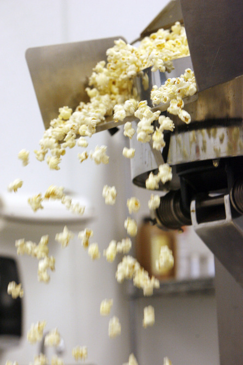 Francisco Kjolseth  |  The Salt Lake Tribune
It all starts with straight up popped popcorn before Scott Roose whips it up into a plethora of gourmet flavors that have come a long way. Flavor options go beyond the usual caramel and cheese. At Rooster's Popcorn in South Jordan, owners Scott and Holly Roose offer 60 different flavors both savory and sweet including: loaded baked potato dill pickle, Paremsan garlic, Oreo cookie, white chocolate pretzel, cake batter, cinnamon toast and even soda flavors such as Mountain Dew, Dr. Pepper and Root Beer.