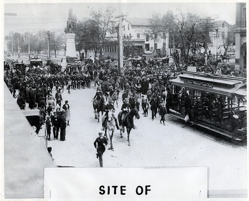 Tribune file photo

Soldiers march through downtown Salt Lake City in the late 1890s.
