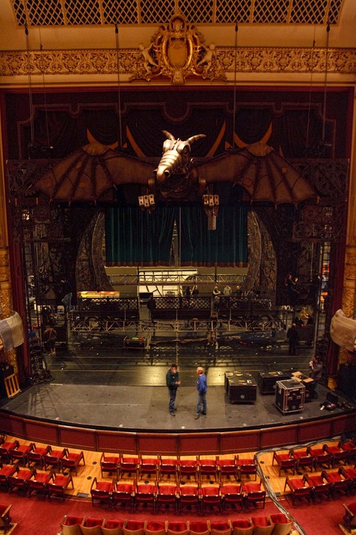 Crews set up the stage at the Capitol Theatre in Salt Lake City for the Broadway sensation "Wicked" in this 2009 Tribune file photo.