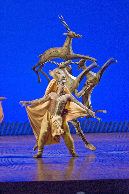 Paul Fraughton  |  The Salt Lake Tribune
A lioness   and gazelles  dance in a scene from the Lion King playing at Salt Lake City's Capitol Theater. Salt Lake City  Friday, August 13, 2010