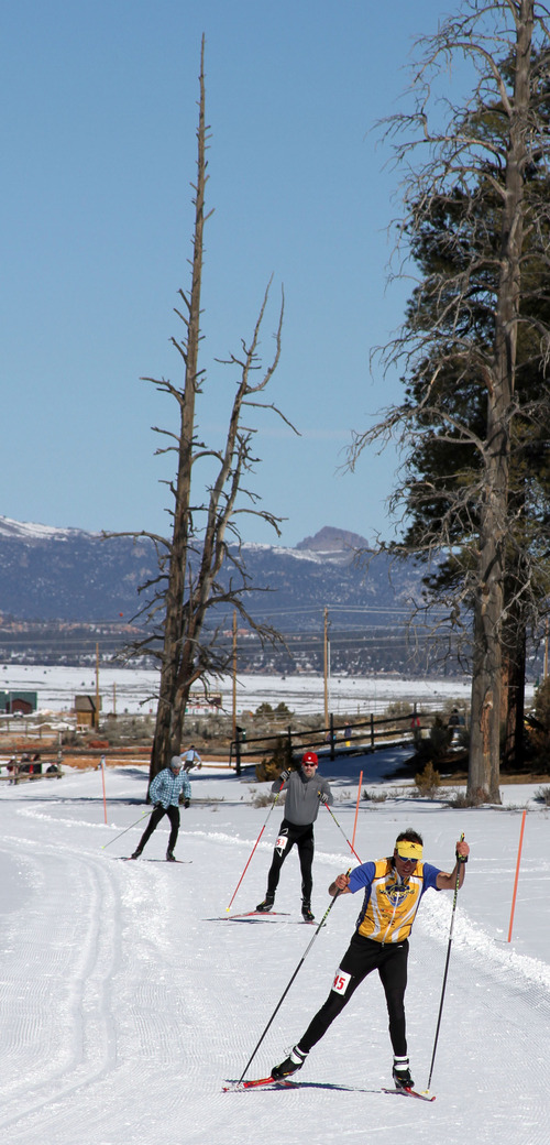 Francisco Kjolseth  |  The Salt Lake Tribune
Following the kids race, the adults get their shot at the archery and skiing biathlon for the annual Bryce Canyon Winter Festival being held Feb. 16-18 at Ruby's Inn in Bryce Canyon City.