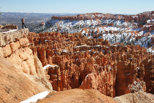 Francisco Kjolseth  |  The Salt Lake Tribune
Bryce Canyon provides for a popular backdrop when having your picture taken as visitors take in the view from the rim during the annual Bryce Canyon Winter Festival being held Feb. 16-18.