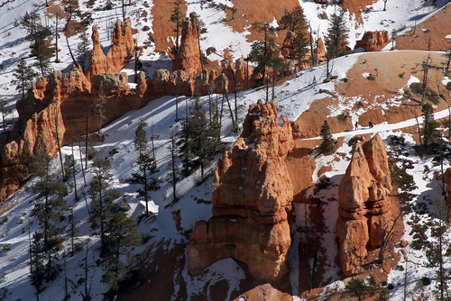 Francisco Kjolseth  |  The Salt Lake Tribune
A pair of hikers can be seen along one of the many trails Bryce Canyon provides below the rim on Sunday, February 17, 2014.