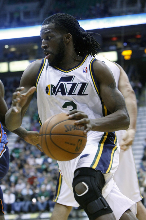 Chris Detrick  |  The Salt Lake Tribune
Utah Jazz small forward DeMarre Carroll (3) drives to the basket during the second half of the game at EnergySolutions Arena Friday March 1, 2013. The Jazz won the game