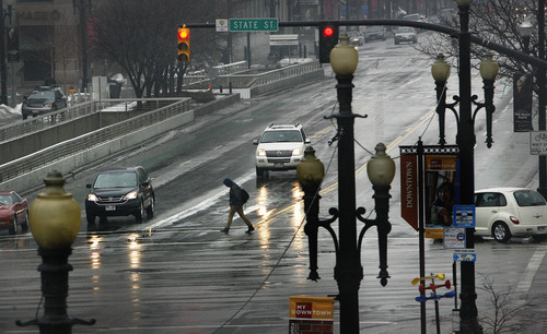 Scott Sommerdorf   |  The Salt Lake Tribune
It rained most of the day in Salt Lake City, Sunday, March 3, 2013.