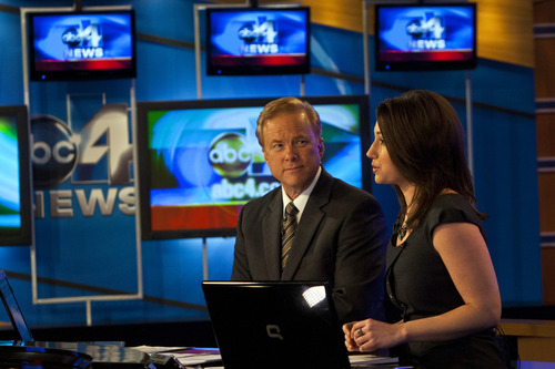 Chris Detrick  |  The Salt Lake Tribune
KTVX anchors Brent Hunsaker and Kylie Conway deliver the news during the 6:00pm newscast at KTVX Thursday February 28, 2013.