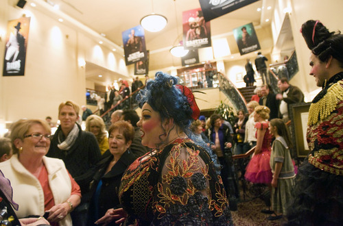 Kim Raff  |  The Salt Lake Tribune
Actress Brooklynn Pluver who plays the role of "Baroness" from Hale Centre Theatre's performance of Chitty Chitty Bang Bang, greets patrons after a sold out show at the theater in West Valley City on February 28, 2013.  Hale Centre Theatre made a head turning request to the Utah Legislature for $2 million toward the estimated $65 million cost of its new theater. Citing its mission to provide affordable live theater to Utah audiences, plus consecutive sold-out seasons, HCT management hopes to triple the size of its current West Valley City theater.