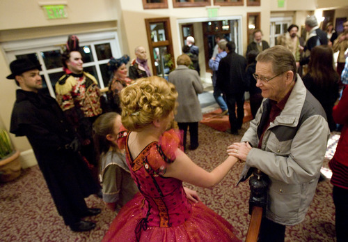 Kim Raff  |  The Salt Lake Tribune
Actress Brittany Sanders, who plays the role of "Truly Scrumptious"  in Hale Centre Theatre's performance of Chitty Chitty Bang Bang, greets patrons after a sold out show at the theater in West Valley City on February 28, 2013.  Hale Centre Theatre made a head turning request to the Utah Legislature for $2 million toward the estimated $65 million cost of its new theater. Citing its mission to provide affordable live theater to Utah audiences, plus consecutive sold-out seasons, HCT management hopes to triple the size of its current West Valley City theater.
