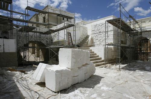 Francisco Kjolseth  |  The Salt Lake Tribune
Foam blocks await transformation into stones of ancient Jerusalem on an LDS Church movie set near the small Utah town of Goshen.