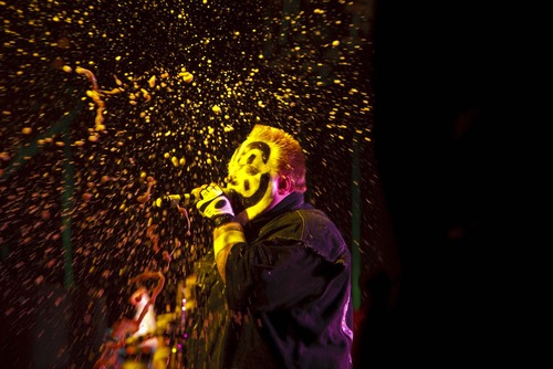 Trent Nelson  |  The Salt Lake Tribune
Violent J, of Insane Clown Posse, sprays the crowd of Juggalos (ICP fans) with Faygo soda while performing at The Great Saltair on Oct. 1, 2009.