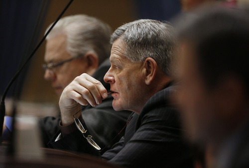 Scott Sommerdorf   |  The Salt Lake Tribune
Sen. Scott Jenkins, R-Plain City, listens during a short debate on HB76 - Concealed Weapon Carry Amendments. After a "Call of the Senate" to ensure the maximum number of votes on the bill, it passed with 21 votes for, 4 against in the Utah Senate, Wednesday, March 13, 2013.