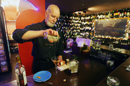 Steve Griffin  |  The Salt Lake Tribune
Bob Leavitt mixes a drink at the Speakeasy in the basement of Avenues Bistro on Third, in Salt Lake City, Tuesday March 5, 2013.