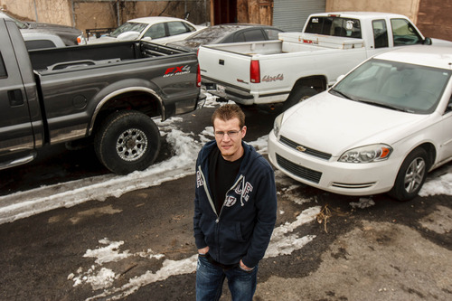 Trent Nelson  |  The Salt Lake Tribune
Repo man Nolan Edwards with cars he has recently repossessed Friday, March 1, 2013 in Salt Lake City.
