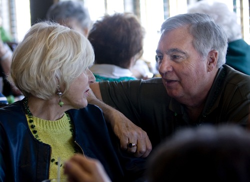 Kim Raff  |  The Salt Lake Tribune
The Utah Sunday Singles Social Group members Trudy Gerber talks with Ken Brown during one of the group's gatherings at Mimi's Cafe in Murray on March 17, 2013. The group, a social outlet for single people over 50, celebrates its 40th anniversary.