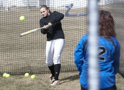 Steve Griffin | The Salt Lake Tribune


Stansbury softball player Katelyn Robinson, who hit .552 last season, takes batting practice in the batting cage at the Stansbury High School softball field in Stansbury, Utah Monday March 18, 2013.
