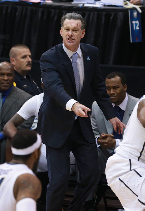 Scott Sommerdorf  |  The Salt Lake Tribune

Pittsburgh Panthers head coach Jamie Dixon yells to his team as the Panthers face the Shockers in the NCAA tournament at EnergySolutions Arena on Thursday, March 21, 2013.