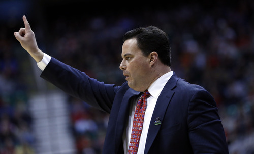 Chris Detrick  |  The Salt Lake Tribune

Arizona Wildcats head coach Sean Miller calls to his team as the Wildcats face the Bruins in the NCAA tournament at EnergySolutions Arena on Thursday, March 21, 2013.