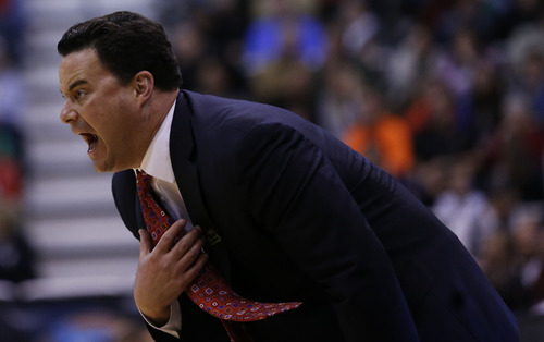 Chris Detrick  |  The Salt Lake Tribune

Arizona Wildcats head coach Sean Miller yells as the Wildcats face the Bruins in the NCAA tournament at EnergySolutions Arena on Thursday, March 21, 2013.