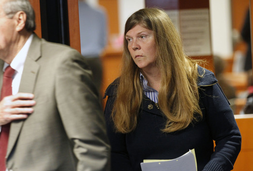 Al Hartmann  |  The Salt Lake Tribune
Cheryl Anne Kidd, a UTA bus driver who hit and killed Richard "Mr. Downtown" Wirick last year, makes her first court appearance on two misdemeanor counts in Judge John Baxter's Justice Court in Salt Lake City on Thursday.