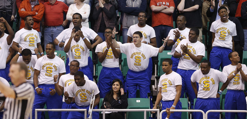 Trent Nelson  |  The Salt Lake Tribune

The Southern University band taunts Gonzaga as they face the in the NCAA tournament at EnergySolutions Arena on Thursday, March 21, 2013.