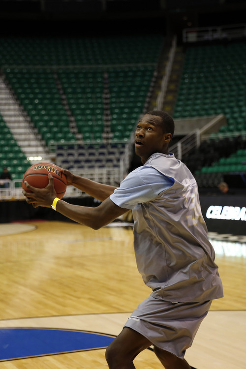 Chris Detrick  |  The Salt Lake Tribune
Southern University Jaguars forward Aaron Alston (30) during a practice at EnergySolutions Arena Wednesday March 20, 2013.