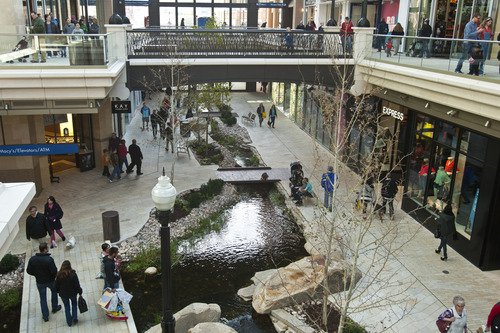 Chris Detrick  |  The Salt Lake Tribune
Shoppers walk around City Creek Center Saturday March 9, 2013. The Center will celebrate its one year anniversary later this month.