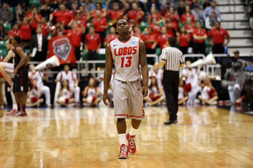 Trent Nelson  |  The Salt Lake Tribune

New Mexico Lobos guard Jamal Fenton (13) walks the court near the end of their to Harvard in the NCAA tournament at EnergySolutions Arena on Thursday, March 21, 2013.