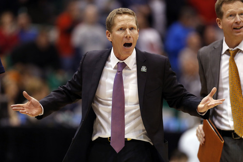 Trent Nelson  |  The Salt Lake Tribune

Gonzaga Bulldogs head coach Mark Few reacts as the Bulldogs face the Jaguars in the NCAA tournament at EnergySolutions Arena on Thursday, March 21, 2013.