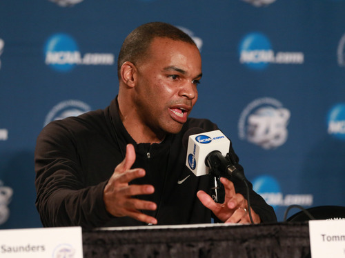 Scott Sommerdorf   |  The Salt Lake Tribune
Harvard head coach Tommy Amaker speaks at a press conference after their practice session, Friday, March 22, 2013.