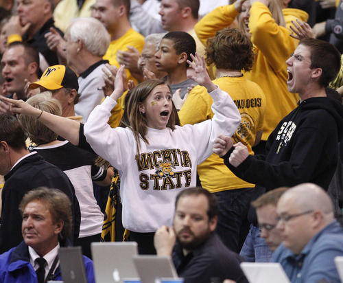 Trent Nelson  |  The Salt Lake Tribune

Wichita fans react as their beats Gonzaga in the NCAA tournament at EnergySolutions Arena on Saturday, March 23, 2013.