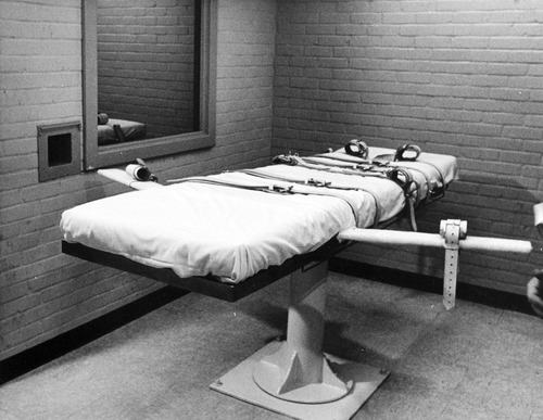 Tribune file photo

The table used for lethal injections is seen at the Utah State in the mid-1980s. This is at the prison's current location.