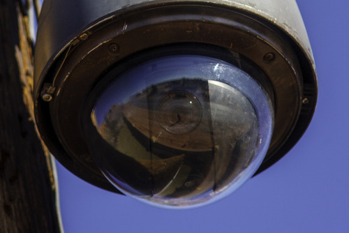 Trent Nelson  |  The Salt Lake Tribune
A close up view of a surveillance camera mounted on what appears to be a public utility pole in Hildale, Utah. Monday, February 18, 2013.