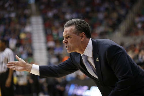 Trent Nelson  |  The Salt Lake Tribune

Pittsburgh Panthers head coach Jamie Dixon yells at his team as the Panthers face the Shockers in the NCAA tournament at EnergySolutions Arena on Thursday, March 21, 2013.