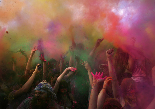 Scott Sommerdorf   |  The Salt Lake Tribune
The 2013 Festival of Colors - Holi Celebration - The Krishna Temple in Spanish Fork will celebrate Holi, the announcement of the arrival of spring, Saturday, March 30, 2013.