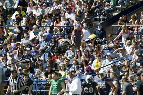 Chris Detrick  |  The Salt Lake Tribune
BYU fans watch during the spring scrimmage at LaVell Edwards Stadium Saturday March 30, 2013.