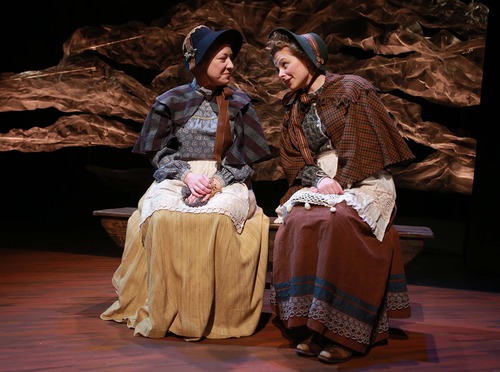 Leah Hogsten  |  The Salt Lake Tribune
Sarah Young as Ruth, right, and April Fossen as Frances in Plan B Theatre's upcoming production of  "Suffrage," which explores the tensions and drama between two Utah women, in the late 1800s, as they debate and discuss the women's suffragist movement.
