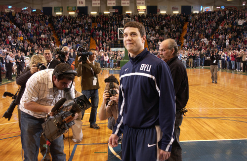 Jimmer Fredette looks into the stands as he returns to Glens Falls, N.Y., for a game against Vermont on Dec. 8, 2010. He was welcomed home with a capacity crowd. Andy Camp | Special to The Salt Lake Tribune