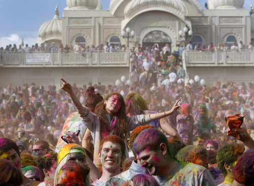 Scott Sommerdorf   |  The Salt Lake Tribune
The 2013 Festival of Colors - Holi Celebration - The Krishna Temple in Spanish Fork celebrates Holi, the announcement of the arrival of spring, Saturday, March 30, 2013.