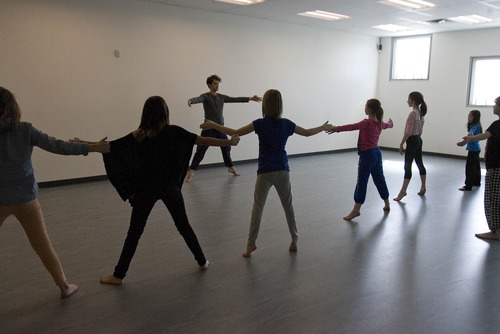 Paul Fraughton  |  The Salt Lake Tribune
In the new section of The Salt Lake Arts Academy, teacher Sam Hanson teaches a dance class.