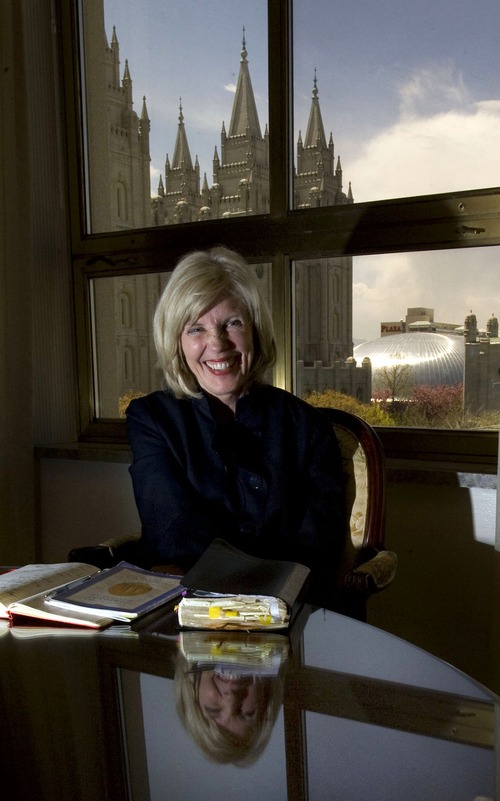 {Salt Lake City}  Elaine Dalton, president of the LDS Church's Young Women's organization, in her office in the Relief Society Building on Temple Square in Salt Lake City on Monday, May 5, 2008.  Steve Griffin/The Salt Lake Tribune 5/5/08