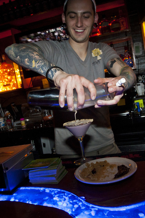 Chris Detrick  |  The Salt Lake Tribune
Bartender Levi Montoya makes a S'mores-tini at Campfire Lounge (837 E 2100 S) in Sugarhouse Thursday March 28, 2013.