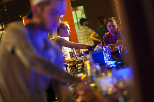 Chris Detrick  |  The Salt Lake Tribune
Bartender Chris Pavel mixes a drink at Campfire Lounge (837 E 2100 S) in Sugarhouse Thursday March 28, 2013.