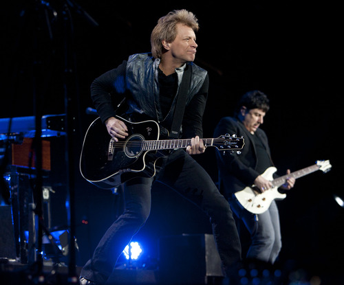 Steve Griffin | The Salt Lake Tribune

Jon Bon Jovi leads the way as Bon Jovi performed in concert at EnergySolutions Arena in Salt Lake City on Wednesday April 17, 2013.