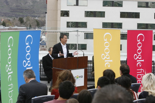 Rick Egan  | The Salt Lake Tribune 

Kevin Lo, general manager of Google Fiber, speaks after the announcement that Provo will become one of Google's Fiber Optic cities, Wednesday, April 17, 2013.