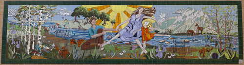 Lennie Mahler  |  The Salt Lake Tribune
Patrica Bullough and Rebecca Bullough-Horne created this 26-foot by 9-foot tile painting at the old Olympus High School where Patricia taught art. The painting has served as a memorial to the family after Rebecca passed in 1998, but is to be demolished now that the new Olympus High is open.