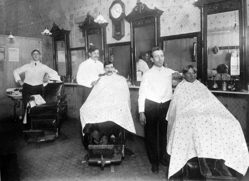 (Salt Lake Tribune archive)

Barbershop at 44 E. 100 South in Salt Lake, 1905. In 1905 a haircut and shave cost 35 cents.