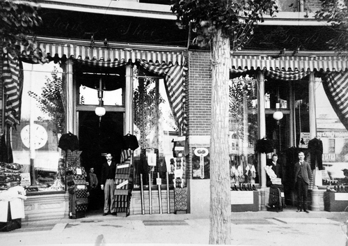 (Salt Lake Tribune archive)

The Western Shoe and Dry Goods Company at 51 S. Main St. in Salt Lake. Merchants often displayed their wears on the sidewalk because electricity wasn't typically used for illumination.