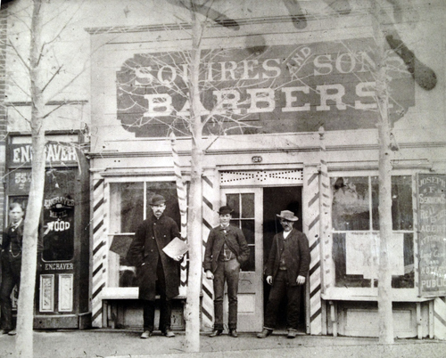 (Salt Lake Tribune archive)

Squires and Son Barbers at 57 S. Main St. was opened in 1861 by John Paternoster Squires, personal barber to Brigham Young. The picture was taken in 1881.