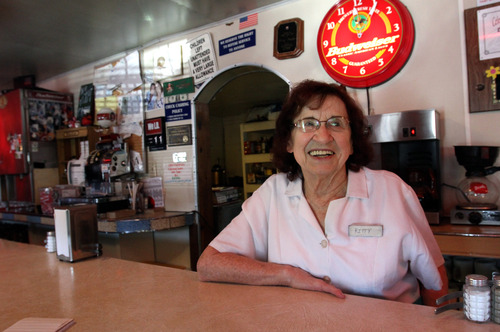 Rick Egan  | The Salt Lake Tribune 

Kitty Pappas, the owner and cook of the The Kitty Pappas Steak House on highway 89 in Woods Cross, Tuesday, September 11, 2012. The Kitty Pappas Steak House will celebrate 65 years in business on Sept. 17.